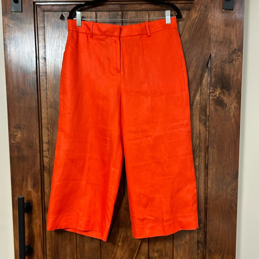 J. Crew Orange Linen Crop Pants